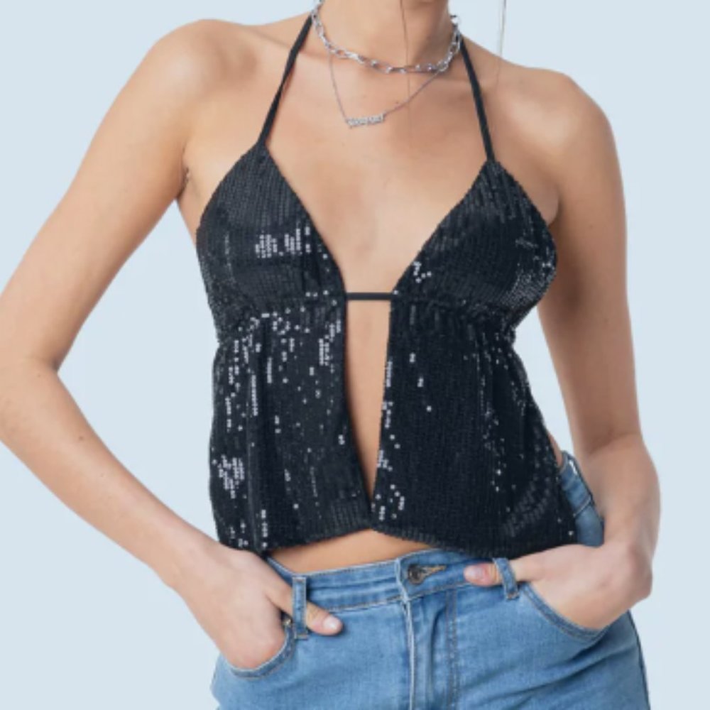 Edikted Estelle Open-Back Sequin Top